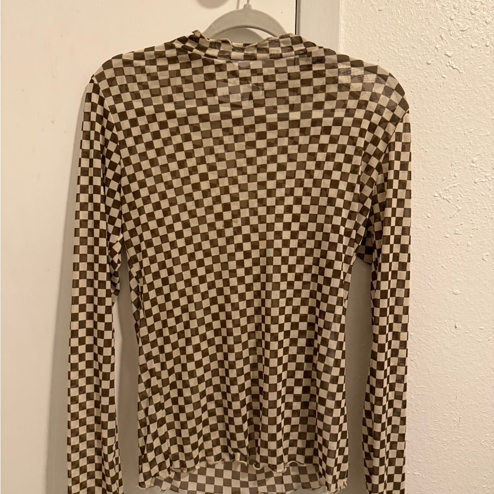 Brown Checkered Women's Top